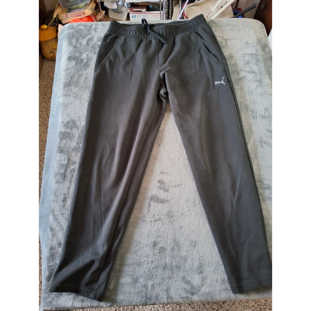 Puma Mens Essentials Sweatpants Black Joggers Elastic Waist Pockets 589286-01 L - Picture 1 of 6